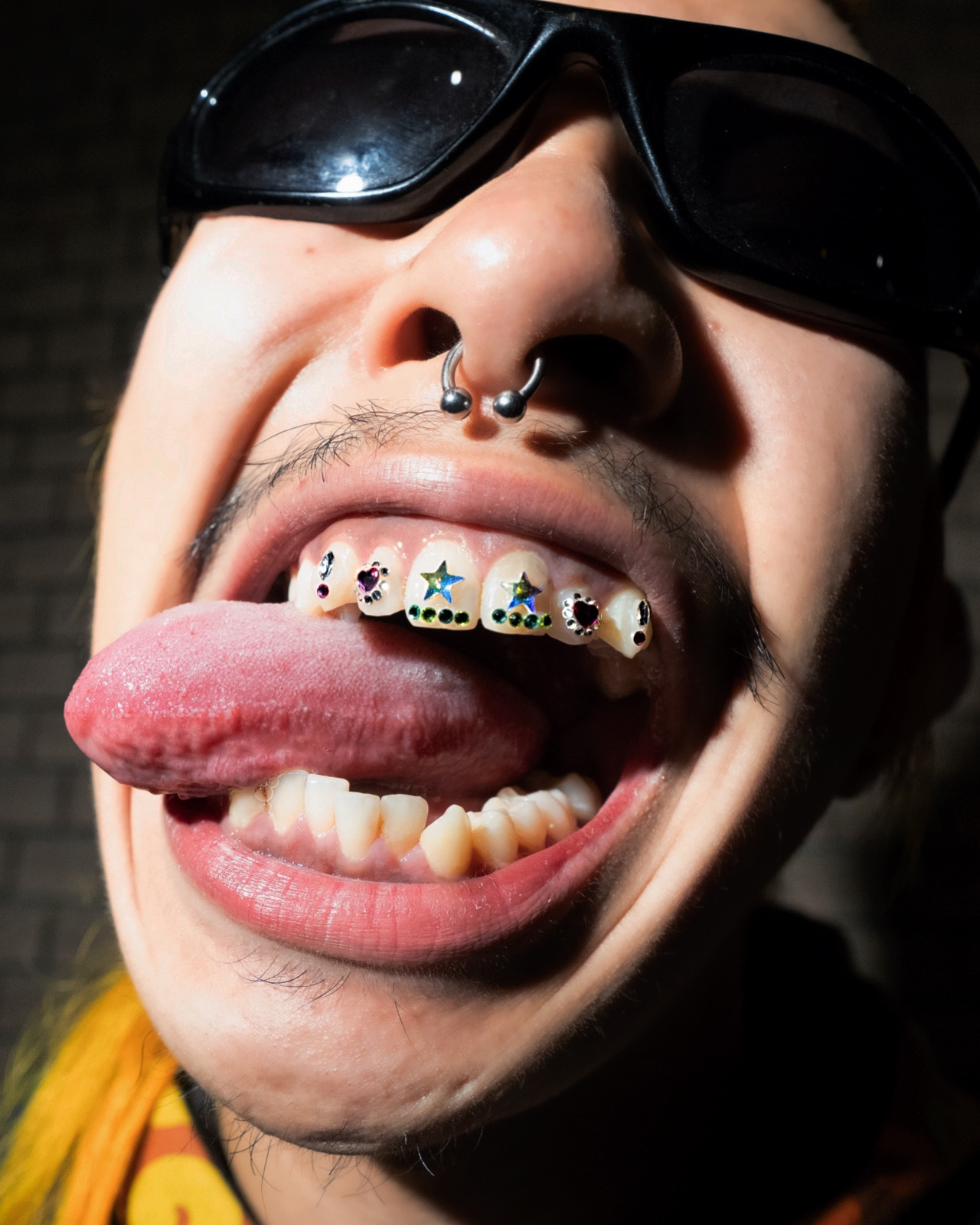 Full set of colourful tooth gems including stars and hearts